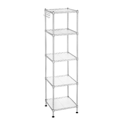 SONGMICS Estantería de Baño de Metal, Carga 20 kg por Nivel, Gris y Blanco | Organizador con 5 Hojas de PP, 30 x 30 x 121 cm, Diseño Expandible, Colección DALTEN MLGR023S01