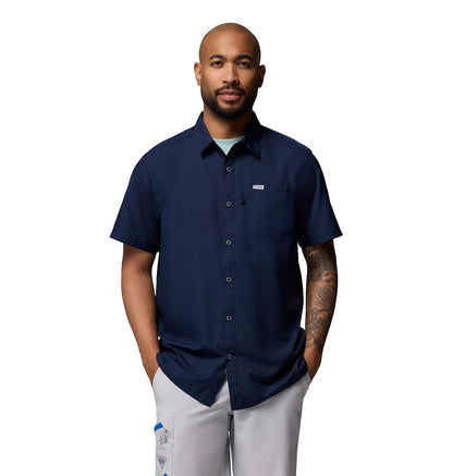 Columbia Slack Tide Camp Camisa de Pesca Manga Corta para Hombre - G - Azul marino colegial