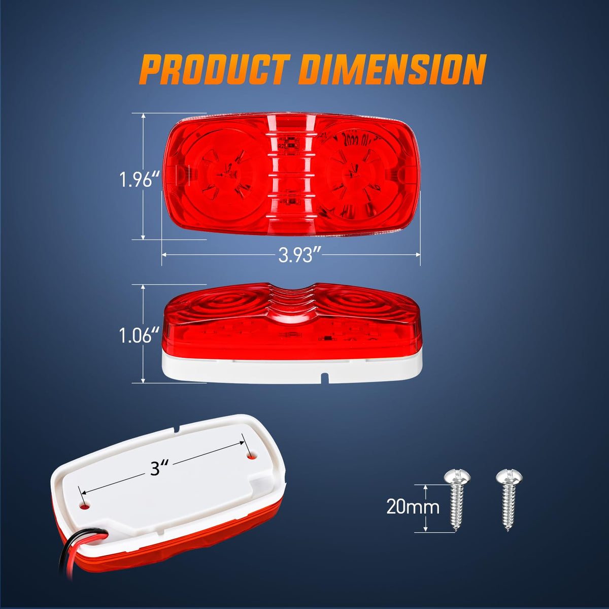 Nilight Double Bullseye Marker Light 14PCS Red Amber 10LED Rectangular Clearance Front Side Rear Indicator Lights Surface Mounted for 12V Truck Camper RV Boat Lorry