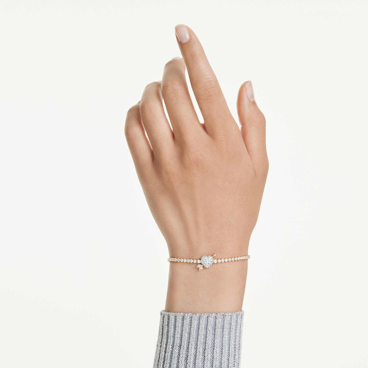 Pulsera Swarovski Idyllia, Corazón con flecha, Blanco, Oro-tSwarovski Un baño