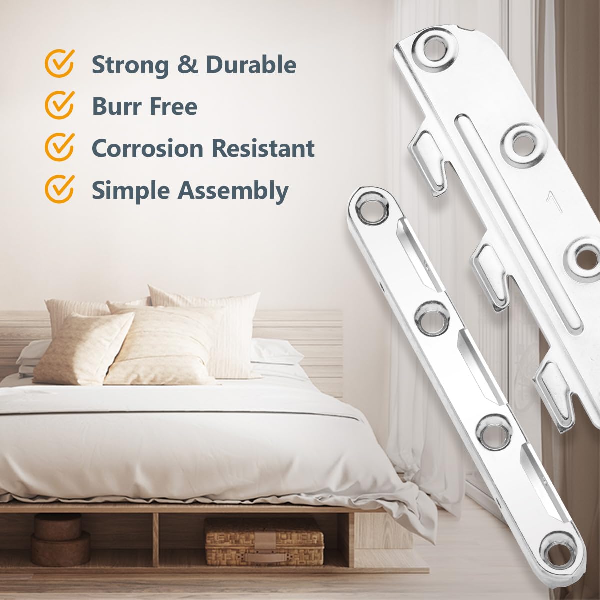 POWERTEC 71425 Soportes para rieles de cama montados en superficie con accesorios de montaje