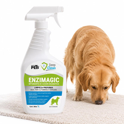 Fancy Pets Deep Clean Enzimagic Limpiador Eliminador de Manchas y Olores de Perros y/o Gatos en Alfombras, Tapicería y otras Telas con 1 Litro