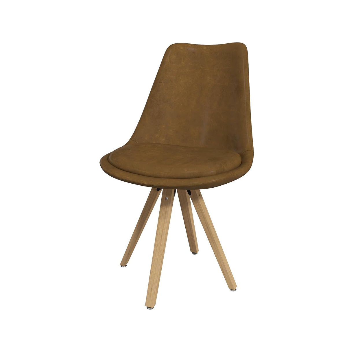 Sochic Silla Helsinki de Comedor con Asiento Acolchado en Vinipiel Café y Patas de Madera de Haya
