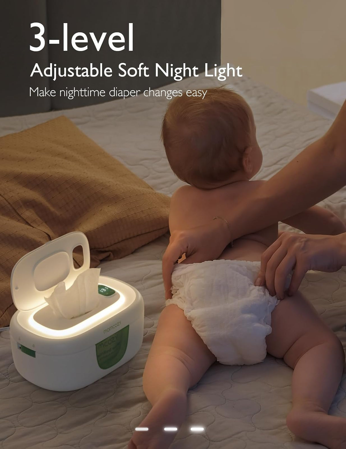 Momcozy - Calentador de Toallitas Mejorado, Doble Sellado para un Dispensador de Toallitas de Máxima Humedad, Innovador Diseño de Resorte, Compatible con 60-80 Toallitas, Calentador de Pañales con luz