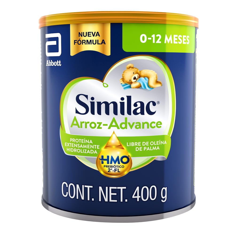 Similac Arroz- Advance Fórmula con Hierro No Lactea 0 a 12 meses 400g | Fórmula para lactantes con necesidades especiales de nutricón, a base de proteína de arroz extensamente hidrolizada.