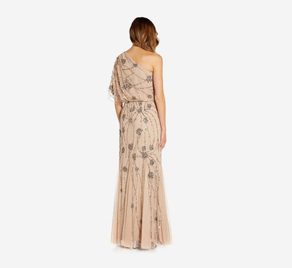 Adrianna Papell Vestido de un Hombro con Cuenta Vestido para Mujer
