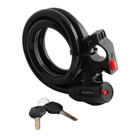 Benotto Candado LOCKI 100 Espiral 15x1800mm 2xLlaves Negro TY571