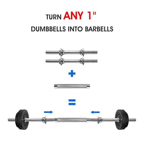 Yes4All Barra para Mancuernas de 1 y 1.15 Pulgadas para Mancuernas Ajustables 40, 50 y 60 Lb, Barra para Pesas, Conector de Mancuernas para Ejercicio y Entrenamiento en Casa