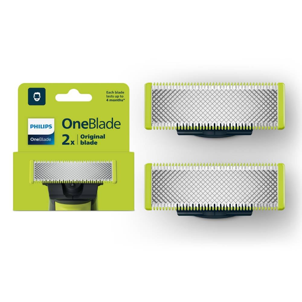 Philips OneBlade Cuchillas de Repuesto 2 Piezas | Diseñado para cortar el vello, no tu piel | Durabilidad de hasta 4 meses de uso | 2 piezas | QP220/50