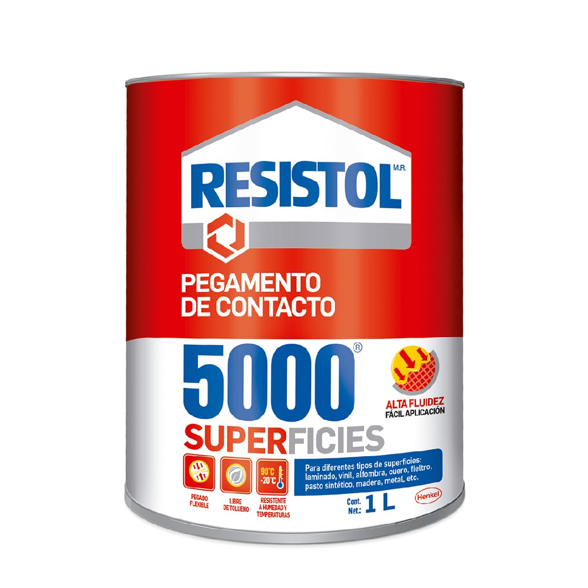 Resistol 5000 Superficies, pegamento para armado, bricolaje, laminado, enchapado y ensamble, adhesivo de fuerte agarre para madera, fieltro, cuero, metal y otros materiales, 1x1lt