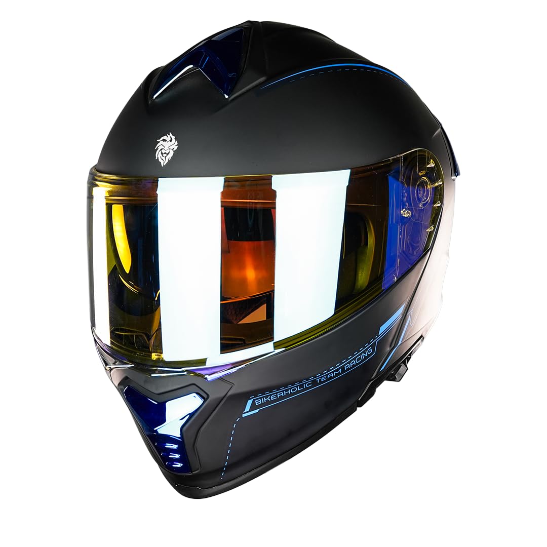KOV Casco Metal Blue Thunder ABATIBLE Azul para Moto Certificado Dot
