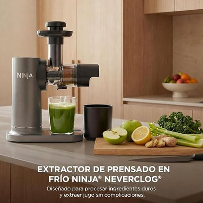 Ninja NeverClog Exprimidor de Prensa en Frío Control de Pulpa JC151 | NeverClog sin Atascos | Control de Pulpa a Tu Gusto | Jarra 710ml + Contenedor 1L