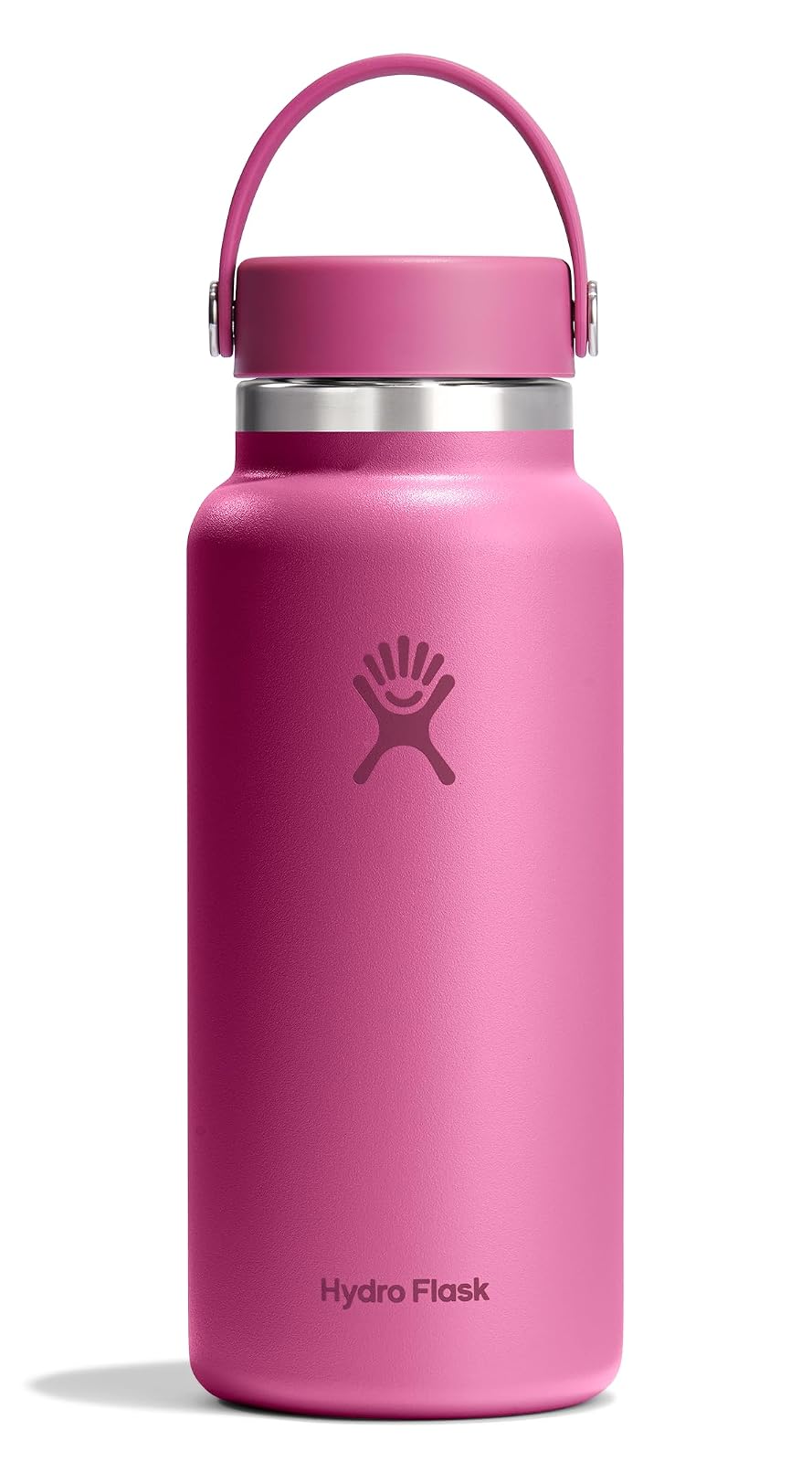 Hydro Flask - Botella de agua de acero inoxidable aislada, tapa flexible de boca ancha, no derrama, a prueba de fugas y recargable en rosa arrecife de 32 onzas