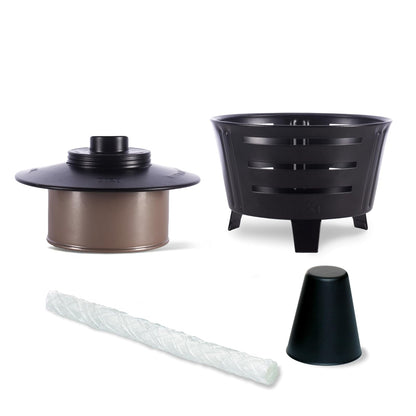 TIKI - Linterna de Mesa pequeña para fogata, 2 Unidades, Decorativa para Exteriores, para Patio, jardín y jardín, Linterna de Llama de Metal Negro, Incluye Mecha de Larga duración y Amortiguador