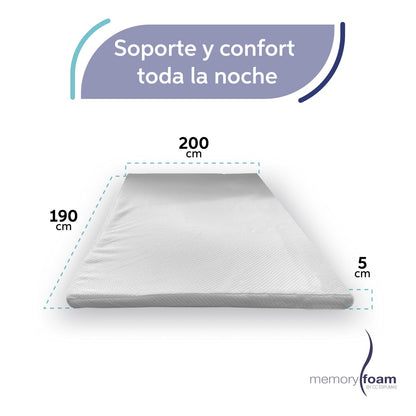 Memory Foam | Colchoneta King Size - Sobrecolchón Blanca - Hipoalergénica, Anti caros, 100