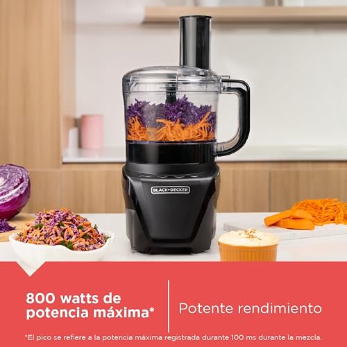 Black+Decker Procesador de Alimentos 8 Tazas Ensamblaje Fácil, FP4342-0BDLA | 2 velocidades más función pulso con 850W de potencia