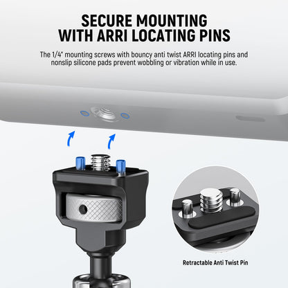 NEEWER 11" Brazo Mágico Articulado con 360° Cabezas Bola y Pines para ARRI, Montaje Monitor Cámara con Tornillo 1/4" para Cámara Acción DSLR Monitor Luz de Video Compatible con SmallRig Cage Rig,ST16