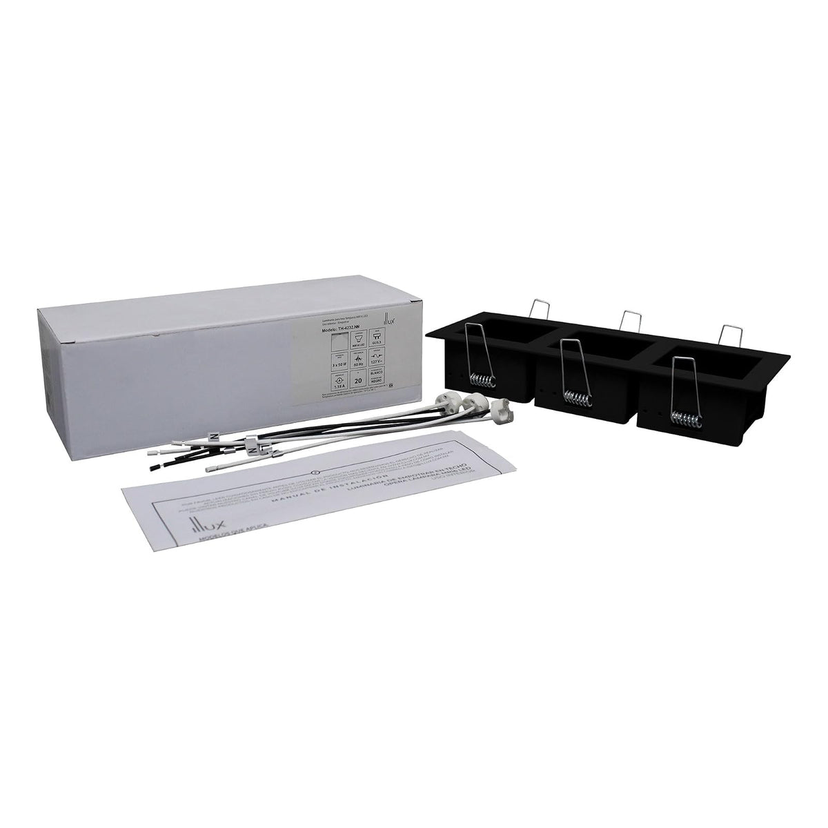 ILLUX Lámpara Downlight Triple MR16 3000K 13.5W Negro TH-4232.NNKT30