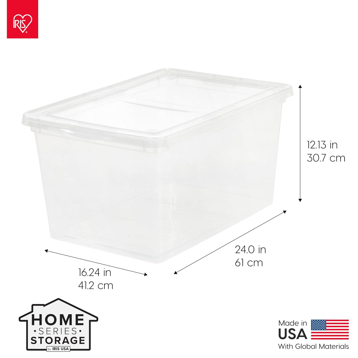 IRIS USA 6 Contenedores de 58 Qt con Tapa, Transparentes, Apilables | Ideal para mudanzas, cobijas, ropa y garaje. Diseño transparente y anidable para encontrar todo fácilmente.