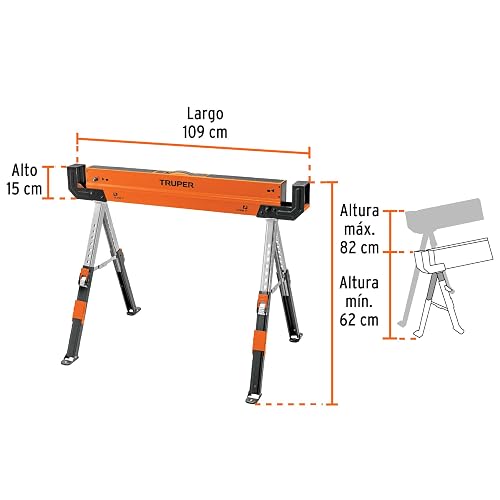 Truper MT-590, Burro/Mesa de trabajo multiusos 9 niveles de altura ajustables
