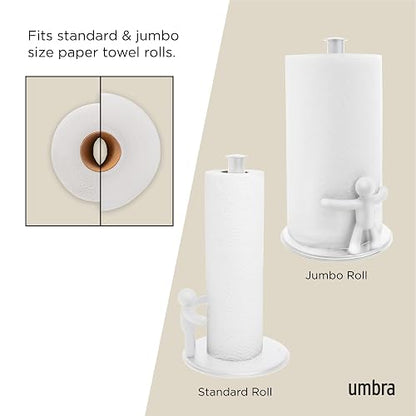 Umbra Buddy - Toallero de Papel, Color Blanco | Se adapta a rollos de toallas de papel estándar, encimera de cocina, baño, uso de oficina
