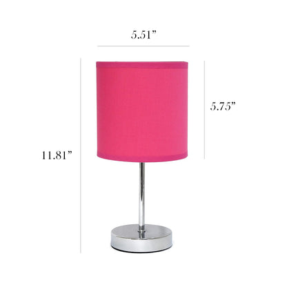 Simple Designs LT2007-HPK Mini lámpara de mesa básica cromada con visualización de tela, rosa intenso