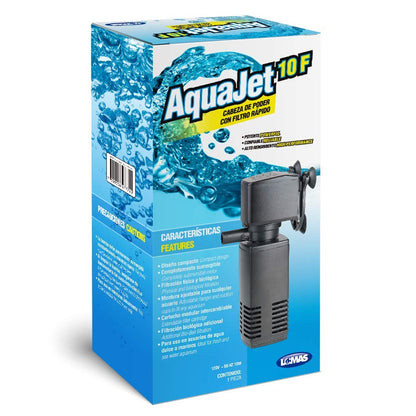 Lomas Cabeza de Poder con Filtro Rápido Aqua Jet 10 - Filtro Interno Sumergible para Acuarios de Agua Dulce o Salada, 480 L/h, 10W, Ideal para Tanques de 80 a 160 litros