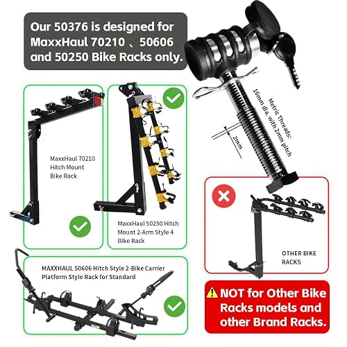 MaxxHaul Pin de Bloqueo Roscado 50376 para Soportes de Bicicleta 70210, 50250 y 50606, Negro