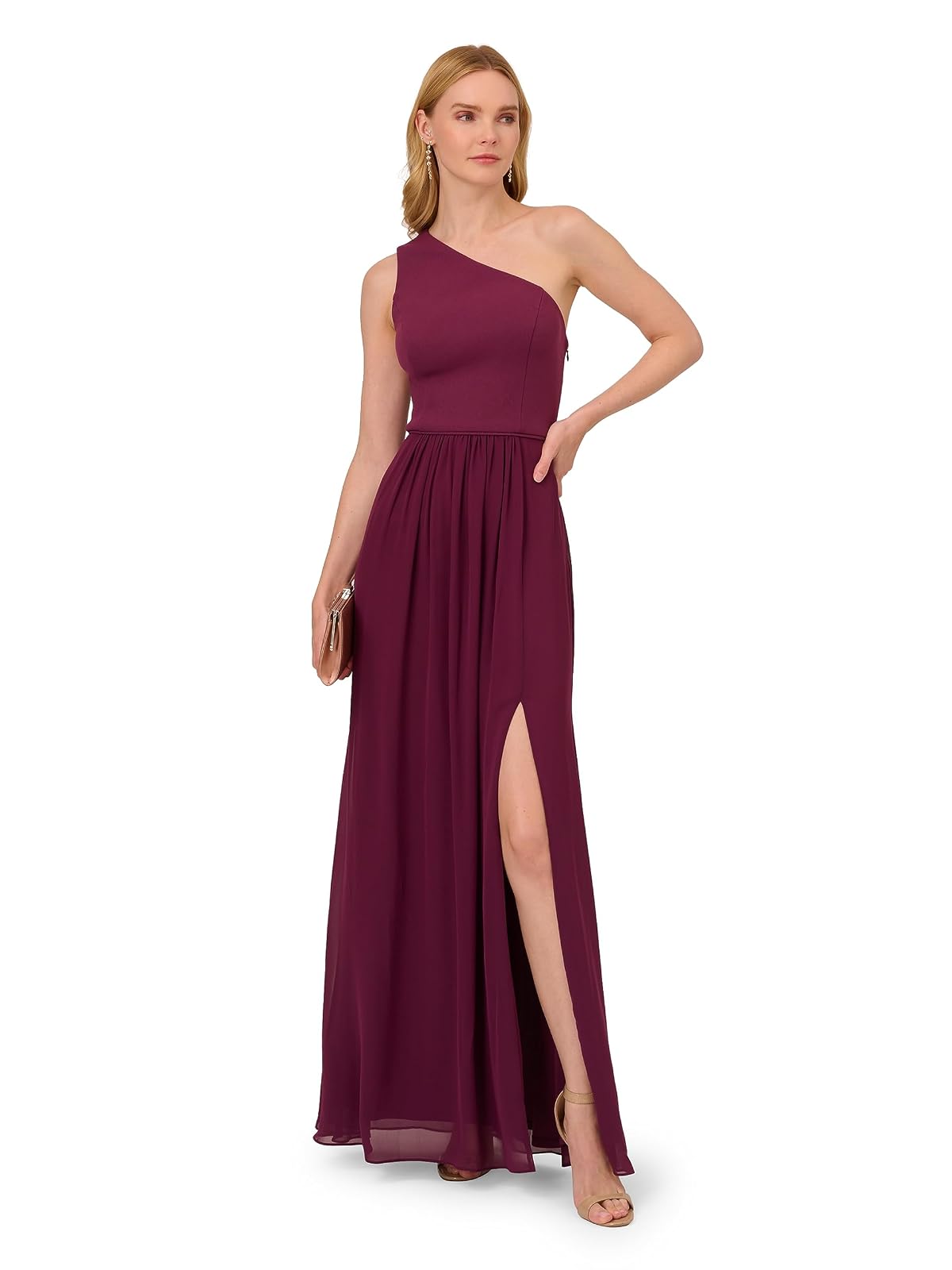 Adrianna Papell - Vestido de Gasa con un Hombro para Mujer