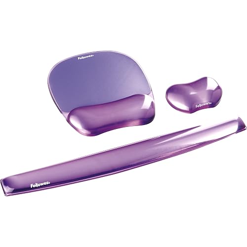 Fellowes - Alfombrilla de ratón y reposamuñecas de gel transparente, color morado