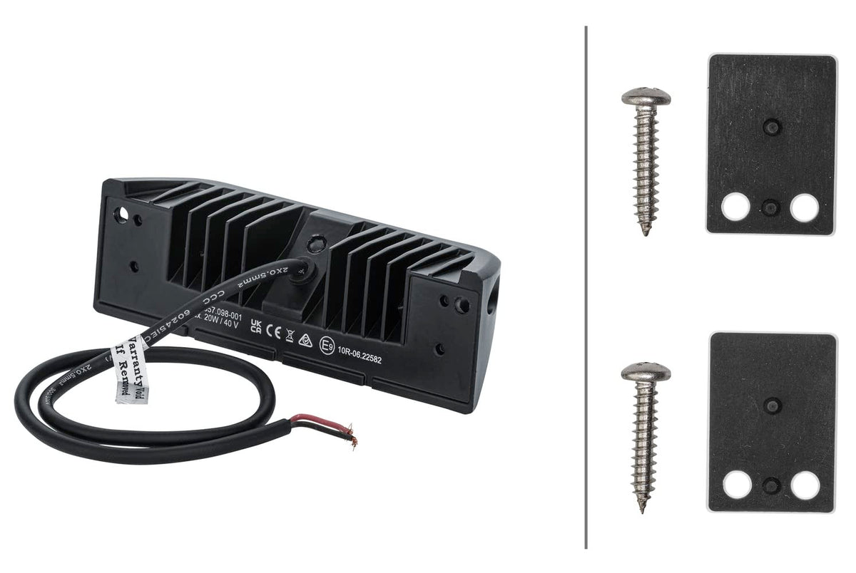 Hella 357098001 ValueFit SM2000 Luz de Escena Exterior de 12 V/24 V, Carcasa de Aluminio Negro con Recubrimiento en Polvo, Resistente al Agua y al Polvo IP6K7 para caravanas, campistas, autocaravanas