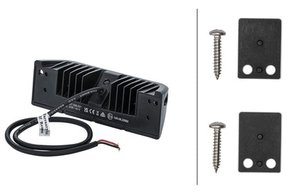 Hella 357098001 ValueFit SM2000 Luz de Escena Exterior de 12 V/24 V, Carcasa de Aluminio Negro con Recubrimiento en Polvo, Resistente al Agua y al Polvo IP6K7 para caravanas, campistas, autocaravanas