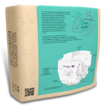 Bambo Nature Pañales para la noche, tamaño 5, (12,2 a 18,1 kg), 22 unidades