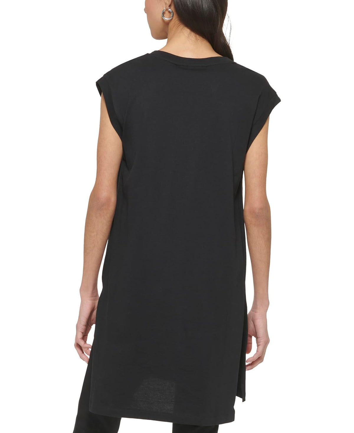 DKNY Sportswear Vestido Playera con Logotipo y Manga Casquillo Playera, Vestido para Mujer