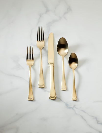 Lenox Cubiertos Portola Gold 20 Piezas para 4 Comensales, Acero Inoxidable 18/10, Acabado Dorado Satinado