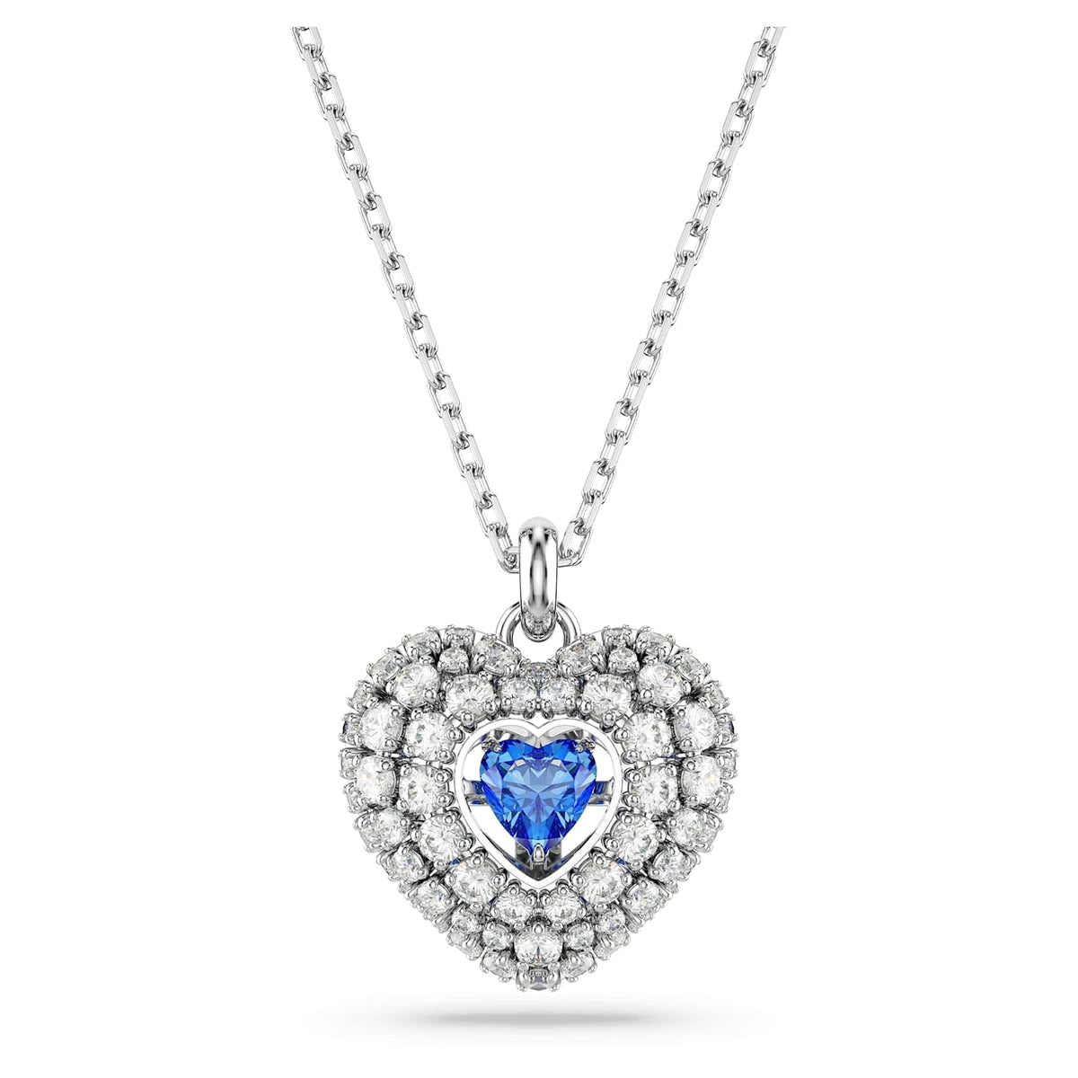 Swarovski Colgante Idyllia, Corazón, Azul, Baño de rodio