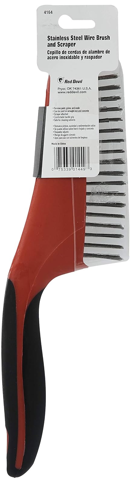 Red Devil 4160 Cepillo de alambre de acero inoxidable de agarre suave de 20.32 cm, 33.02cm (13'')