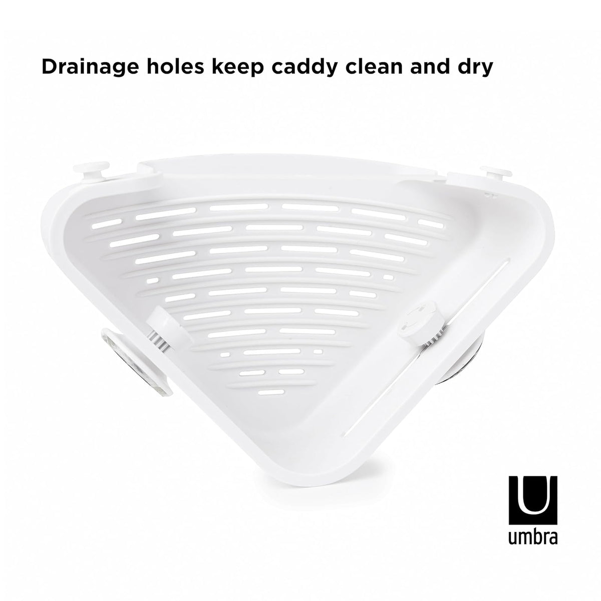 Umbra | Organizador de Ducha Esquinero Premium con Ventosas Gel-Lock, Sistema Patentado Antideslizante