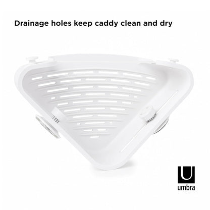 Umbra | Organizador de Ducha Esquinero Premium con Ventosas Gel-Lock, Sistema Patentado Antideslizante