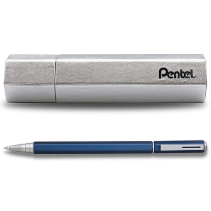 Bolígrafo De Tinta Gel Energel Hexagon, Elegante y Funcional Cuerpo Azul Marino Mate, Tinta Color Negro BL667C-A-EST
