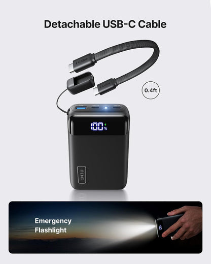 INIU Power Bank, cargador portátil más pequeño de 20000 mAh con cable USB C, 22.5 W PD paquete de batería de teléfono de carga rápida, visualización LED Powerbank para viajes Xiaomi iPhone 17 16 15 14