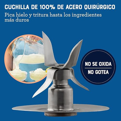Oster Licuadora con Vaso de Vidrio y 6 Velocidades más Pulso