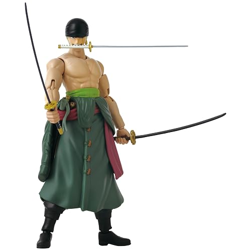 ANIME HEROES - Roronoa Zoro, Figura de Acción, One Piece, 16.5 cm (6.5") | Tres Espadas, 20+ puntos de articulación, coleccionable oficial Bandai, para fans del anime