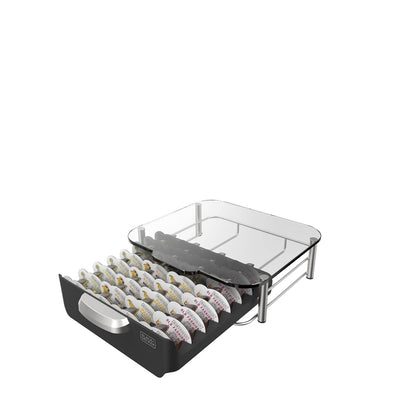 BLACK+DECKER bev by BLACK+DECKER Cajón de almacenamiento para cápsulas bartesianas, con capacidad para hasta 36 cápsulas bartesianas, resistente y apilable (BECS132)