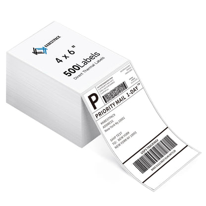 KKBESTPACK - Etiquetas de envío térmico directo para ventilador, plegables, 4 x 6 (500 etiquetas)