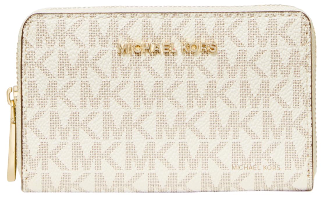 Michael Kors Jet Set - Estuche pequeño con cierre para mujer, Vanilla/Acorn, Talla unica
