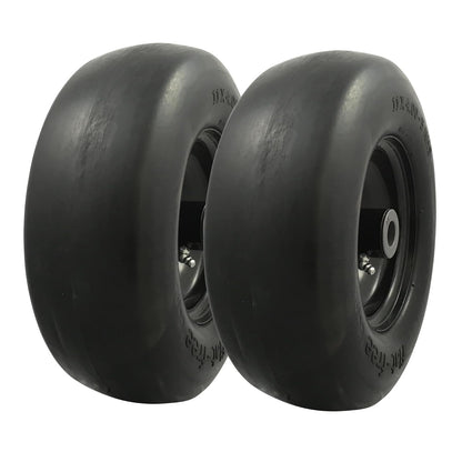 MARASTAR 00232-2PK - Montaje de neumático y Rueda de Ajuste Universal de 11 x 4.00-5, neumáticos de Repuesto para cortacésped de Giro Cero, Banda de Rodadura Suave, Kit Adaptador Incluido, Paquete de
