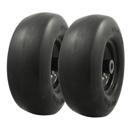 MARASTAR 00232-2PK - Montaje de neumático y Rueda de Ajuste Universal de 11 x 4.00-5, neumáticos de Repuesto para cortacésped de Giro Cero, Banda de Rodadura Suave, Kit Adaptador Incluido, Paquete de