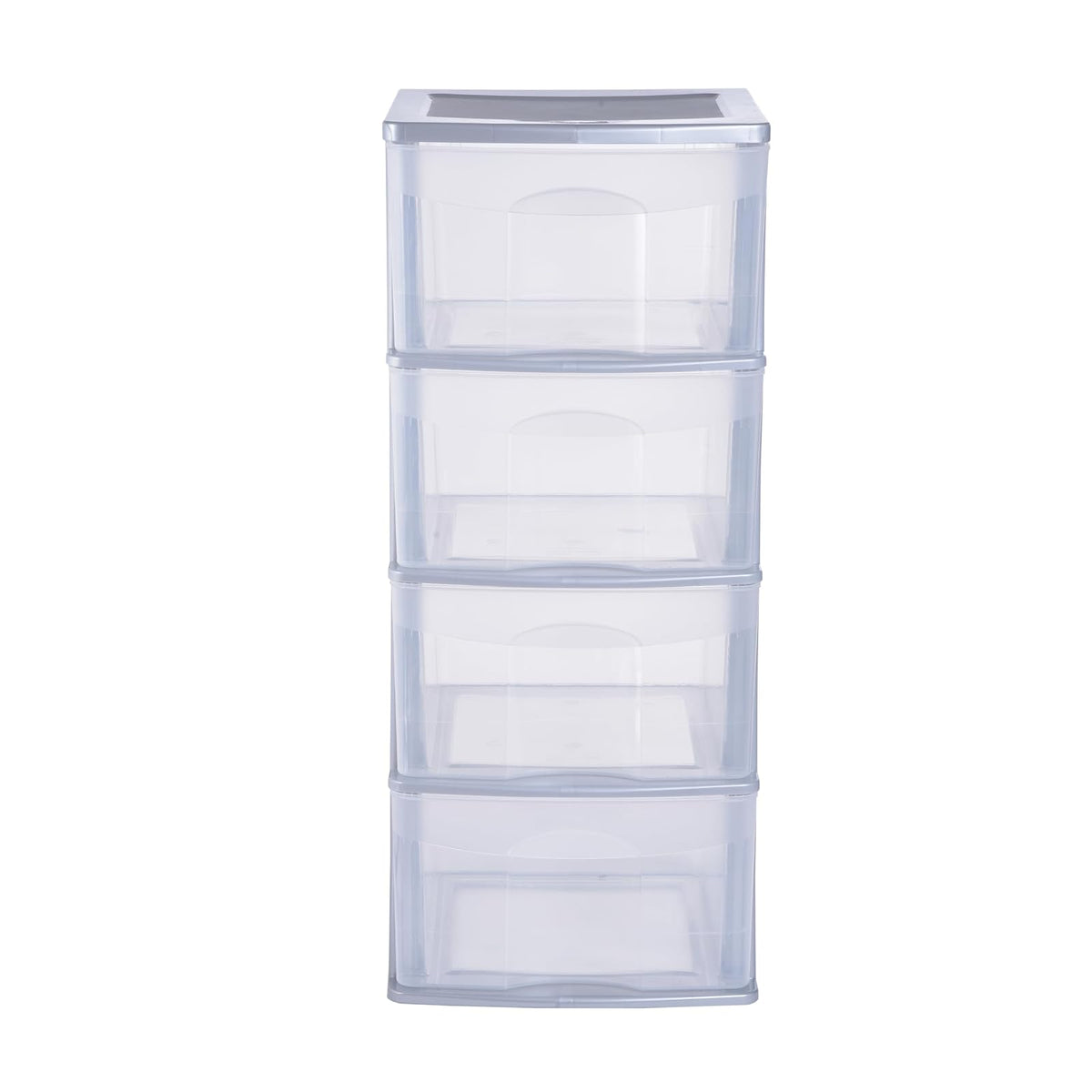 Italhome Cajonera ONYX 4 de Plástico Gris con 4 Cajones Transparentes, Organizador Multiusos para Recámara, Oficina o Cocina