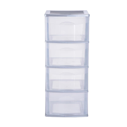 Italhome Cajonera ONYX 4 de Plástico Gris con 4 Cajones Transparentes, Organizador Multiusos para Recámara, Oficina o Cocina